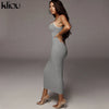 Kliou Trägerloser rückenfreier sexy Bodycon-Midikleid Neu Damen High Waist gestreifte Kleider Eleganz Mode Partykleidung