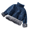 boys Plus velvet Warm turtleneck sweater Pullovers plush inside Thicken sweaters girls Winter Autumn Knitted Loose jacket 2-10Y