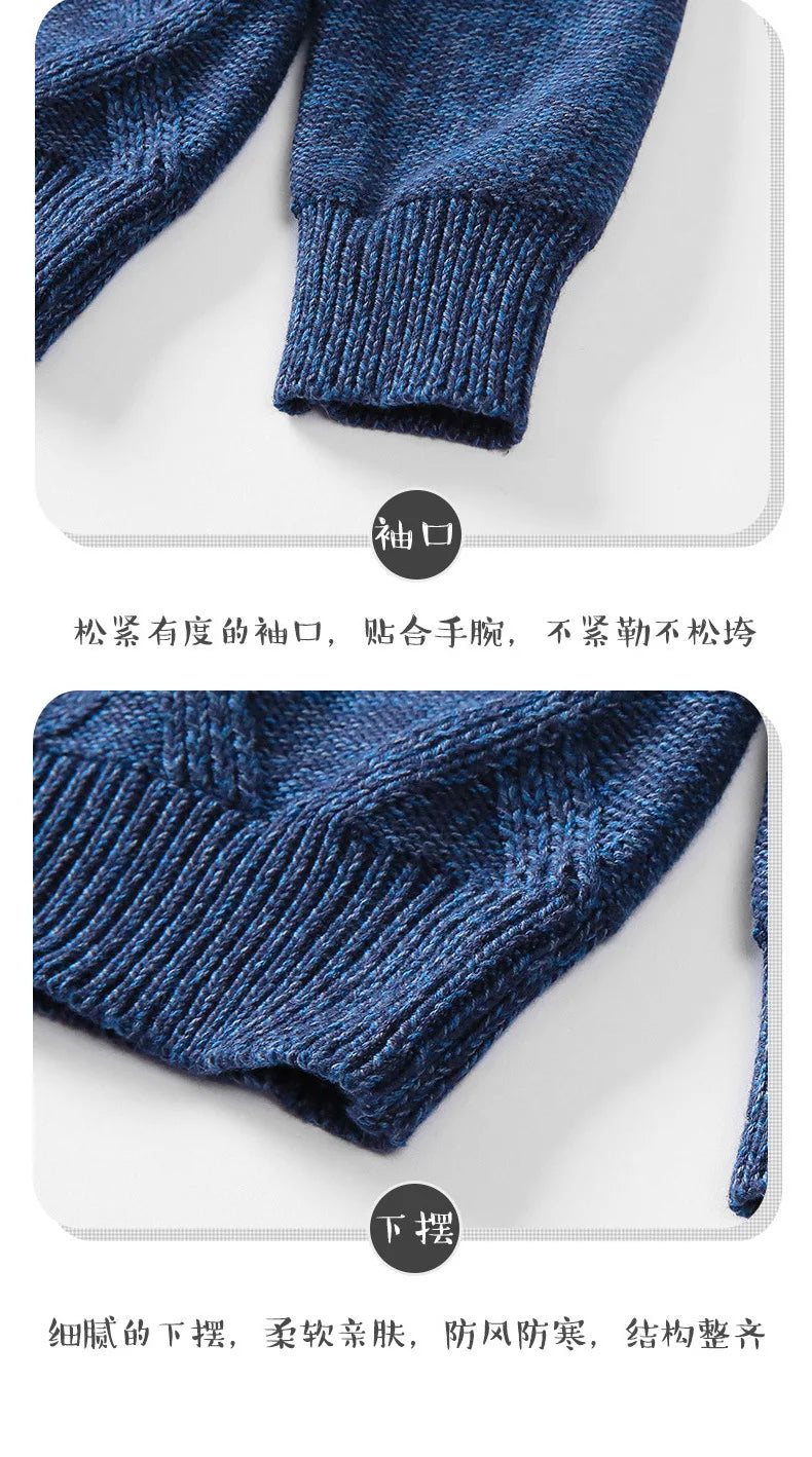 boys Plus velvet Warm turtleneck sweater Pullovers plush inside Thicken sweaters girls Winter Autumn Knitted Loose jacket 2-10Y