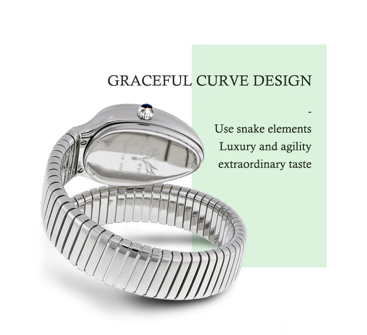 Classic Snake Shape Watch For Women Gold Silver Scaleable Bracelet Womens Watches Bling Diamonds Quartz Ladies Wristwatch