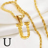 Anniyo A-Z Letters Necklaces Women Men Gold Plated Initial Pendant Rope Chain English Letter Jewelry Alphabet African #058002B