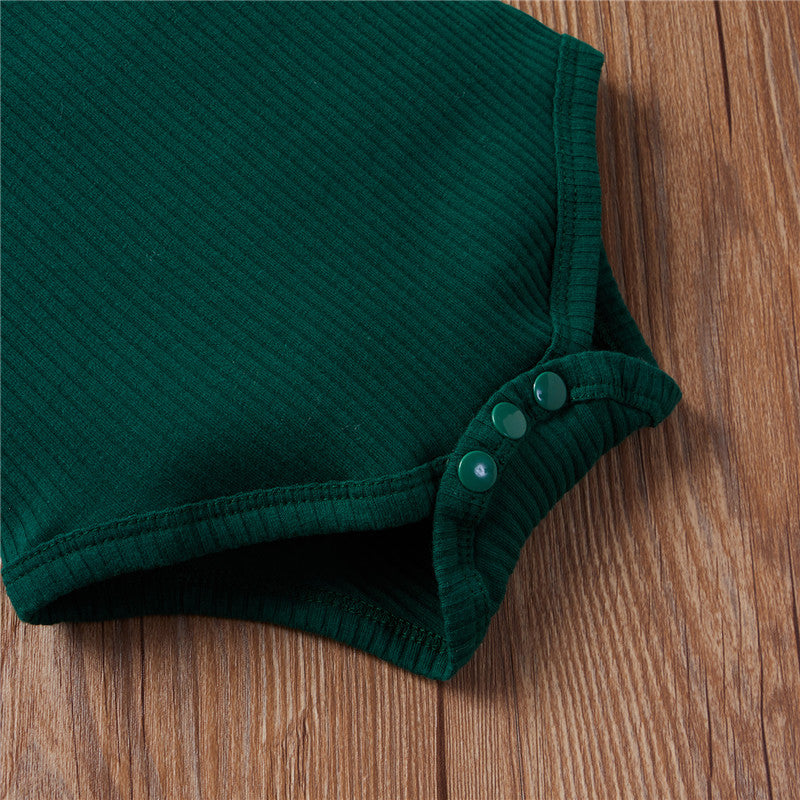2Pcs Unisex Baby Summer Outfits Suit Solid Color Ribbed Casual Short Sleeves Romper+Elastic Waist Shorts for Toddler Infant