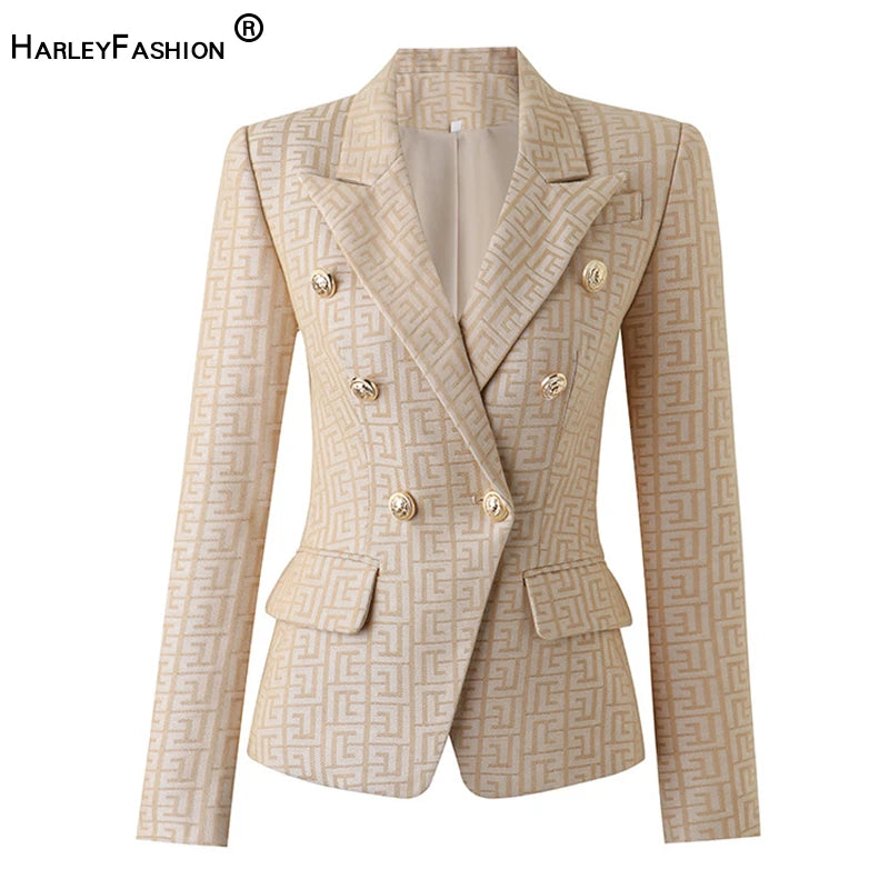 HarleyFashion 2024 Luxuriöse Frühlingskollektion Strukturiertes Muster Formelle Jacke Damen Blazer