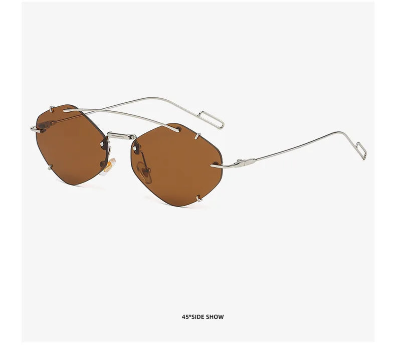 Randlose Diamant-Sonnenbrille Quadratisch Damen Herren Retro-Sonnenbrille Designerbrille UV400 Shades Oculos Weibliche Gafas