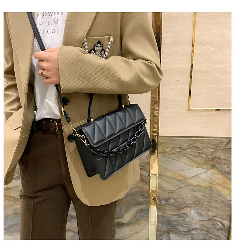 Trendy Plaid Women Shoulder Bag Fashion Chain Crossbody Bags Brand Designer Handbags and Purses Small Flap Top Handle Bags