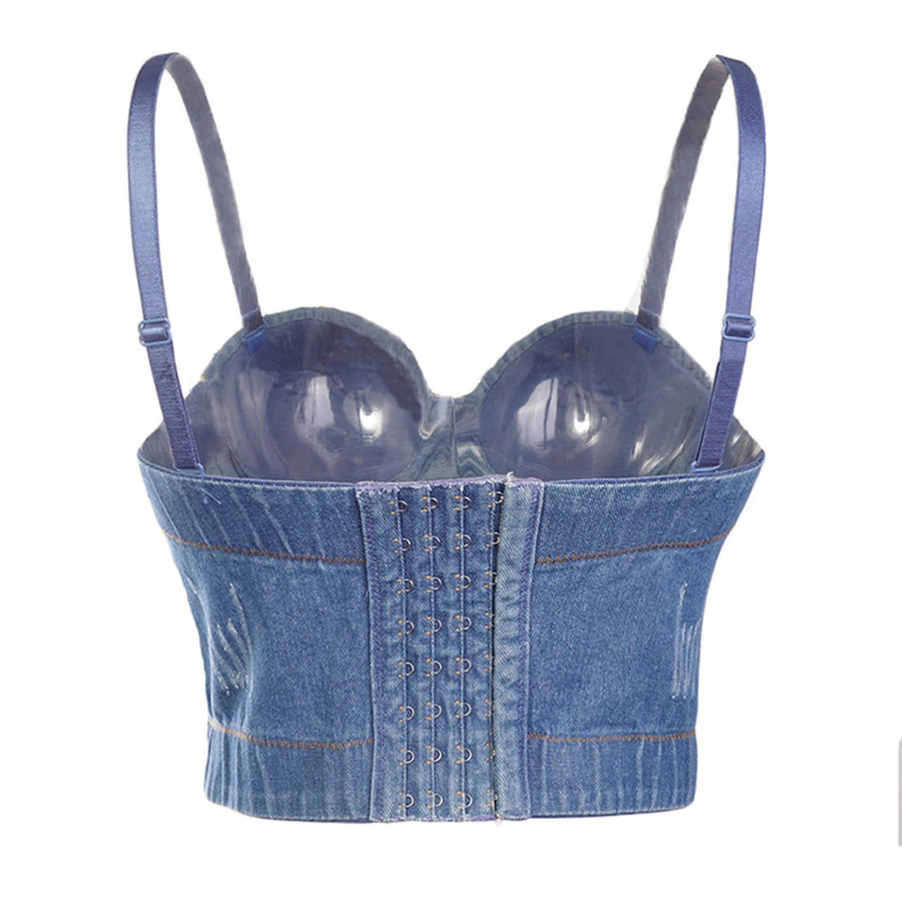 Irene Tinnie Sexy Cute Loch Cartoon Dekoration Push Up Bustier Damen Jeans Bralette Cropped Top Weste Große Größe