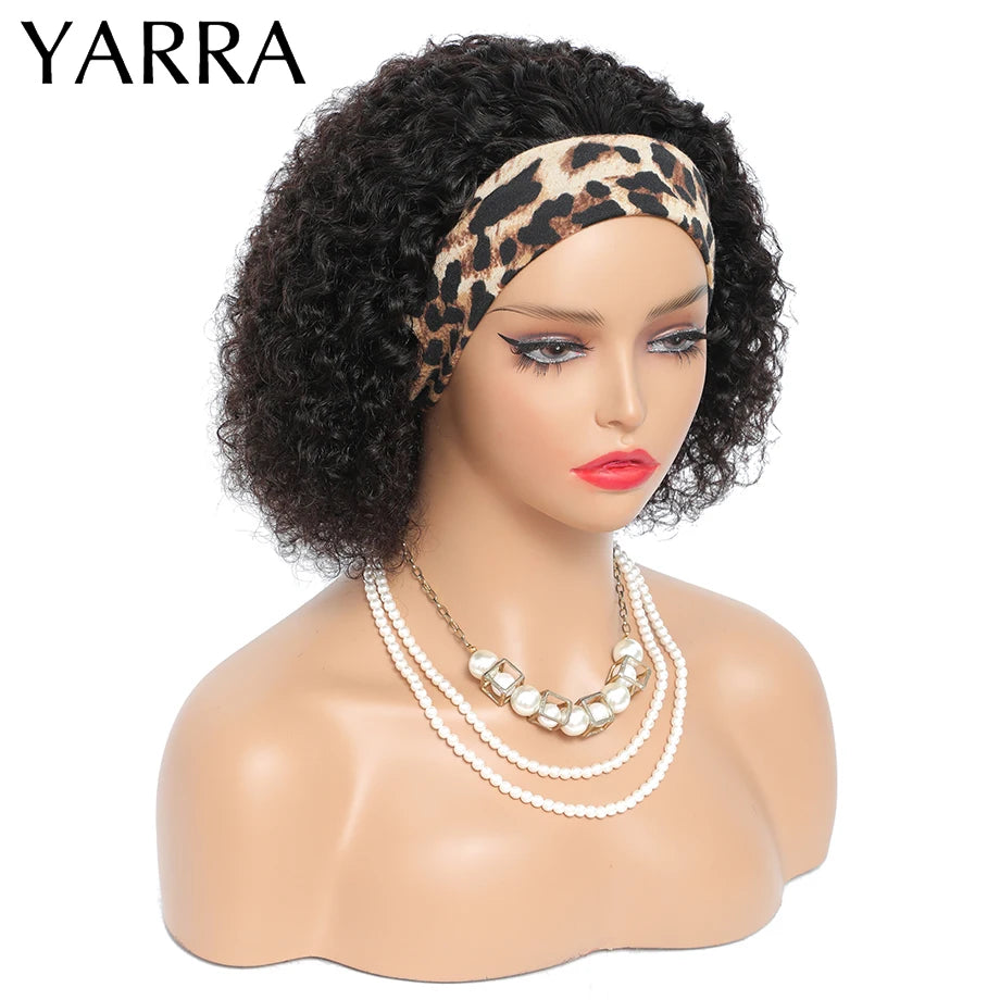 Brazilian Kinky Curly Headband Wig Human Hair 8-30 Inch Remy Kinky Curly Human Hair Wigs For Women 180% Density Full Machine Wig