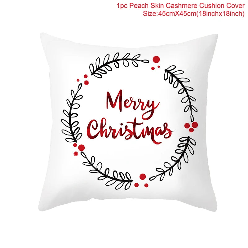 45cm Weihnachtskissenbezug Navidad Frohe Weihnachten Dekorationen für Zuhause 2024 Weihnachtliche Noel Weihnachtsornamente Neujahrsgeschenke 2025