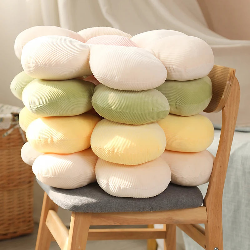 Stuffed Six Petal Flower Cushion Girly Room Decor Sunflower Pillow Bay Window Pink Flower Setting for Kids Bedroom Seat Pillow