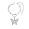 Vergoldete Kristall-Strass Schmetterling Anhänger Fußkettchen für Frauen, mehrschichtige große Strass Tennis-Kette Fußschmuck