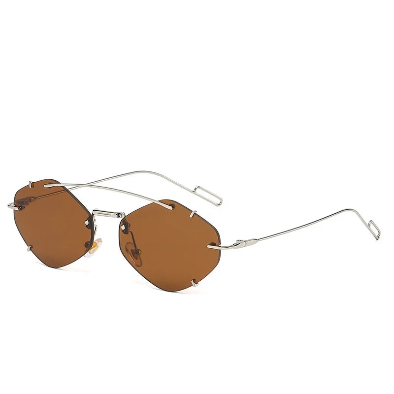 Randlose Diamant-Sonnenbrille Quadratisch Damen Herren Retro-Sonnenbrille Designerbrille UV400 Shades Oculos Weibliche Gafas