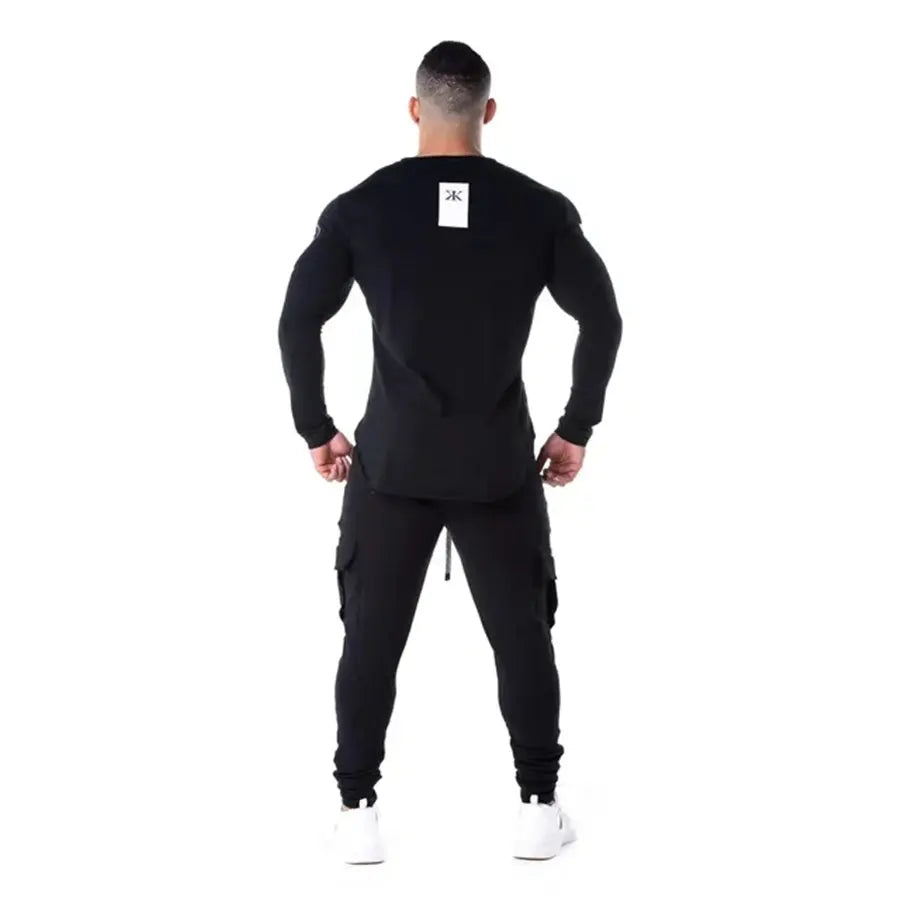 Men Bodybuilding Long Sleeve Shirt Male Casual Fashion Skinny T-Shirt Gym Fitness Workout Tees Tops Running Quick Dry Clothing