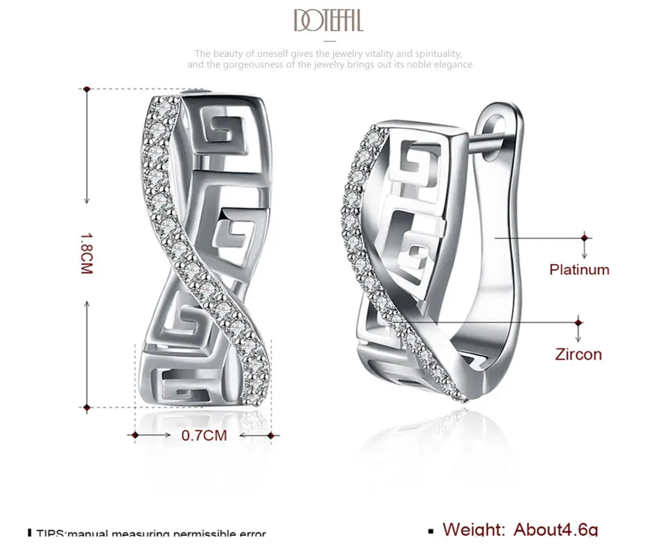 DOTEFFIL 925 Sterling Silber Klassische AAA Zirkon Ohrringe Mode Für Frauen Hochzeit Verlobung Party Geschenk Schmuck
