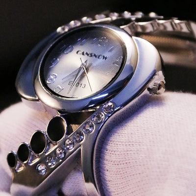 Neues Design Damen Armreif Armbanduhr Quarz Kristall Luxus Relojes Strass Mode Damenuhren Hot Sale Elegante Damenuhr