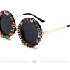 Luxury Brand Designer Round Diamond Sunglasses Women Fashion Vintage Party Travel Steampunk Sun Glasses Sexy Ladies Shades UV400