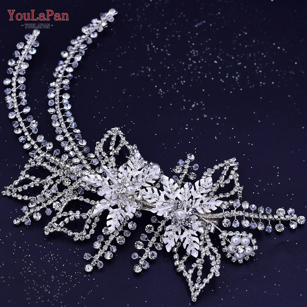 YouLaPan HP238 Bridal Crown Wedding Tiaras and Crown Bridal Tiara Luxury Hair Wedding Accessories Boho Wedding Headband Headwear