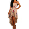 Women Holiday Floral Print Long Dresses Summer Spaghetti Strap Beach Swing Party A Line Dress Sexy Backless Irregular Dress Robe