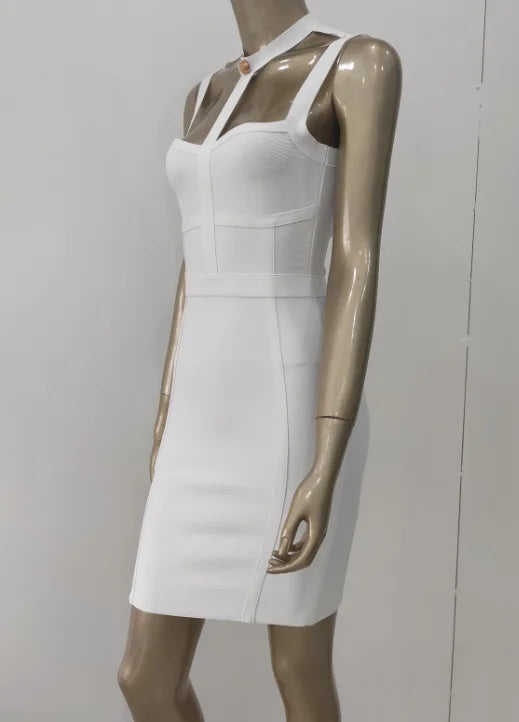 Neu eingetroffen Sommerstil sexy Cut-Out-Kleid mit Knöpfen und elastischem Verband, Designer-Abendpartykleid für Prominente 2022, Vestidos