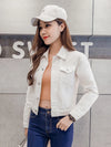 New Long Sleeve winter Slim White Black Jeans Top For Women Solid Denim Jacket Women Short Overcoat Ladies Jackets Tops