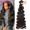 Beaufox Body Wave Bundles Brazilian Hair Weave Bundles 1/3/4 PCS Human Hair Bundles Natural /Jet Black 8-30"Remy Hair Extensions
