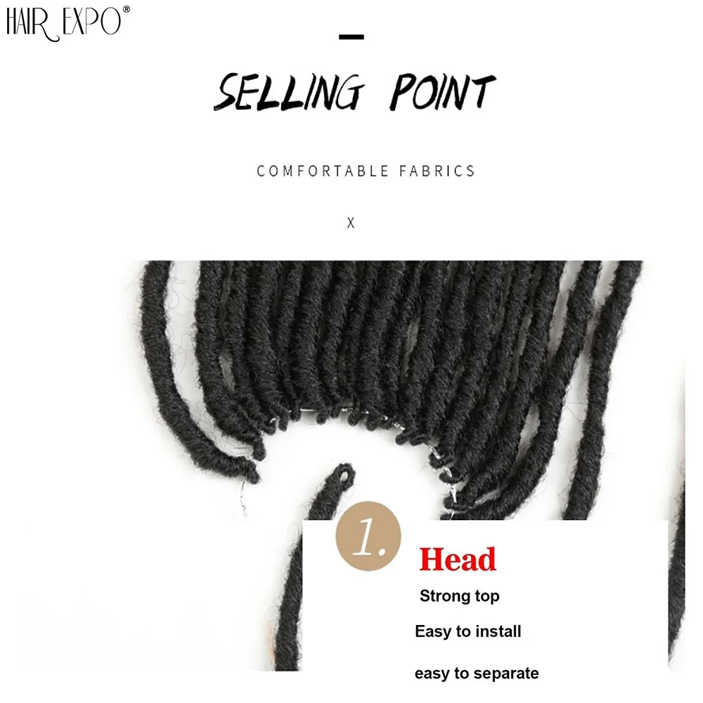 18"Synthetic Faux Locs Crochet Braids Hair Knotless Dreadlocks Straight Gypsy Locs Hair Ombre Braiding Hair Extensions For Women
