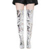 Women Sexy Silver Mirror Thigh High Boots T Show Pointy Toe Club Party Shoes Thin High Heels Over The Knee Long Boots For Women
