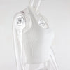 White Halter Sexy Backless Tank Tops for Women Streetwear 2024 Sleeveless Ribbed Knit Vest Top Cropped Feminino