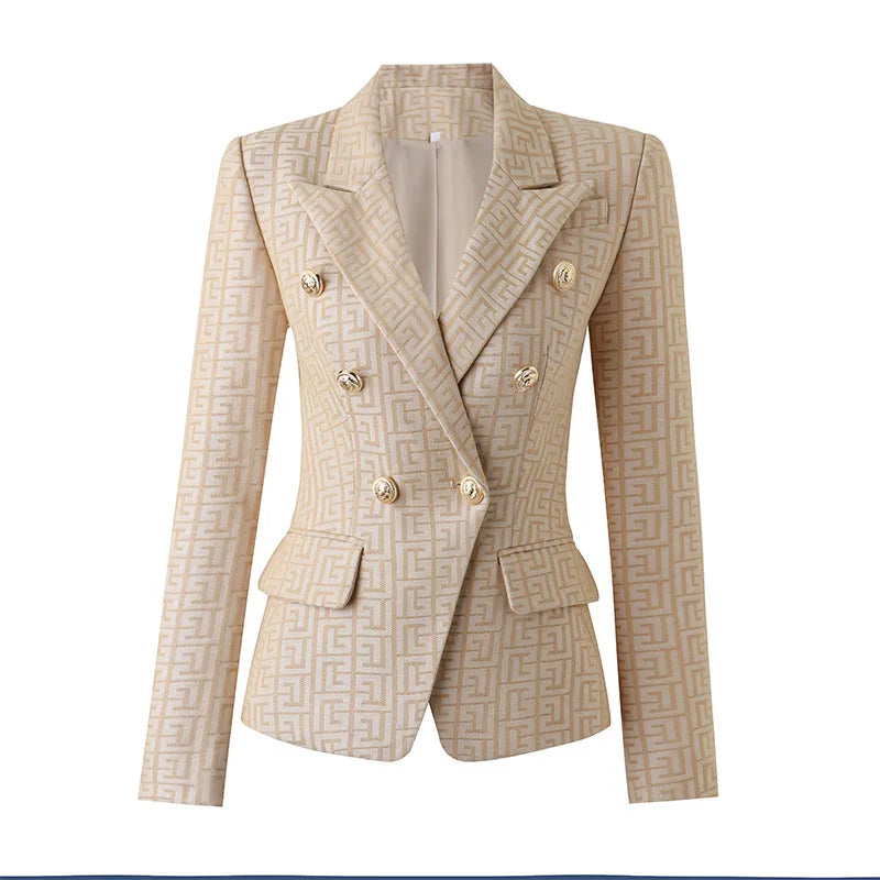 HarleyFashion 2024 Luxuriöse Frühlingskollektion Strukturiertes Muster Formelle Jacke Damen Blazer