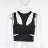 Sexy Solid Color Hanging Neck Bandage V-neck Off Shoulder Crop Tops 2021 Summer Women Fashion Casual Black Halter Vest Comfort