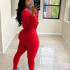Letter Printed Embroidery Women Two Piece Ribbed Tracksuits Fall Spring Long Sleeve Sweatshirt and Skinny Pants Set