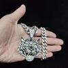 Hip Hop 3D Tiger Pendant Necklace with 13mm Crystal Cuban Chain HipHop Iced Out Bling Necklaces Men Women Fashion Charm Jewelry