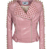 SX Occident Fashion women Club hot style Stud slim fit jacket shoulder rivets zip stitching short PU leather rock coat