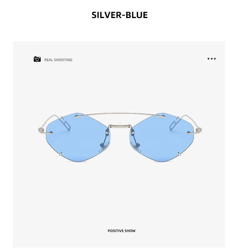 Randlose Diamant-Sonnenbrille Quadratisch Damen Herren Retro-Sonnenbrille Designerbrille UV400 Shades Oculos Weibliche Gafas