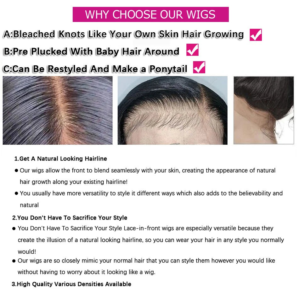 Bone Straight Wigs 100% Human Hair Wigs HD Lace Frontal Wig 13x6 Natural Black 4x4 13x4 HD Lace Front Human Hair Wig For Women