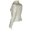 SX Occident Fashion women Club hot style Stud slim fit jacket shoulder rivets zip stitching short PU leather rock coat