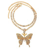Vergoldete Kristall-Strass Schmetterling Anhänger Fußkettchen für Frauen, mehrschichtige große Strass Tennis-Kette Fußschmuck