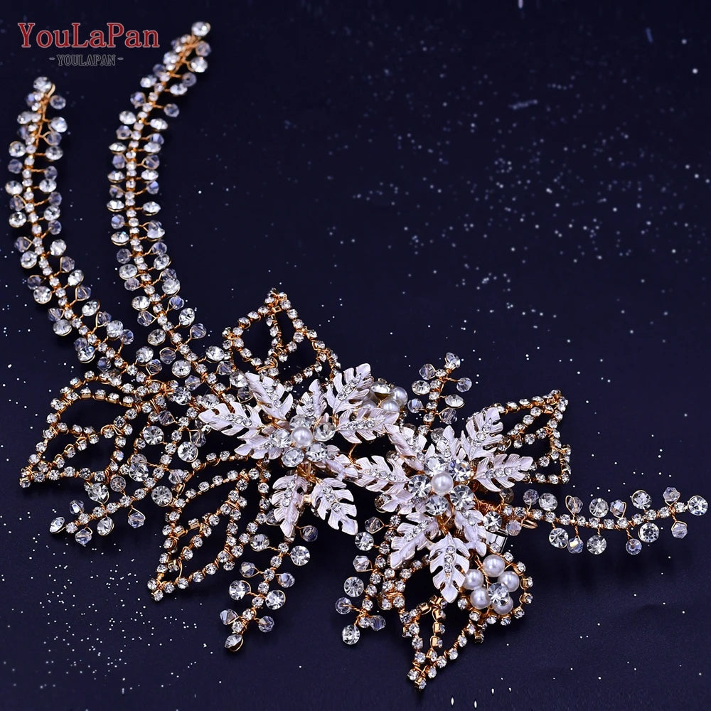 YouLaPan HP238 Bridal Crown Wedding Tiaras and Crown Bridal Tiara Luxury Hair Wedding Accessories Boho Wedding Headband Headwear
