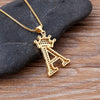 Nidin New Luxury Copper Zircon A-Z Crown Alphabet Pendant Chain Necklace Hip-Hop Style Fashion Woman Man Initial Name Jewelry