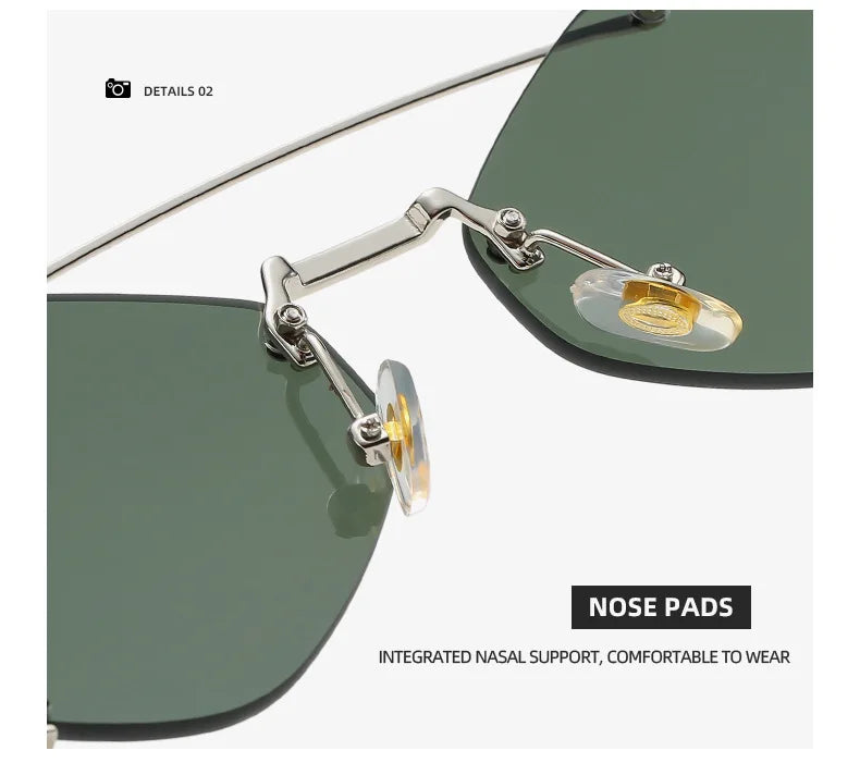 Randlose Diamant-Sonnenbrille Quadratisch Damen Herren Retro-Sonnenbrille Designerbrille UV400 Shades Oculos Weibliche Gafas