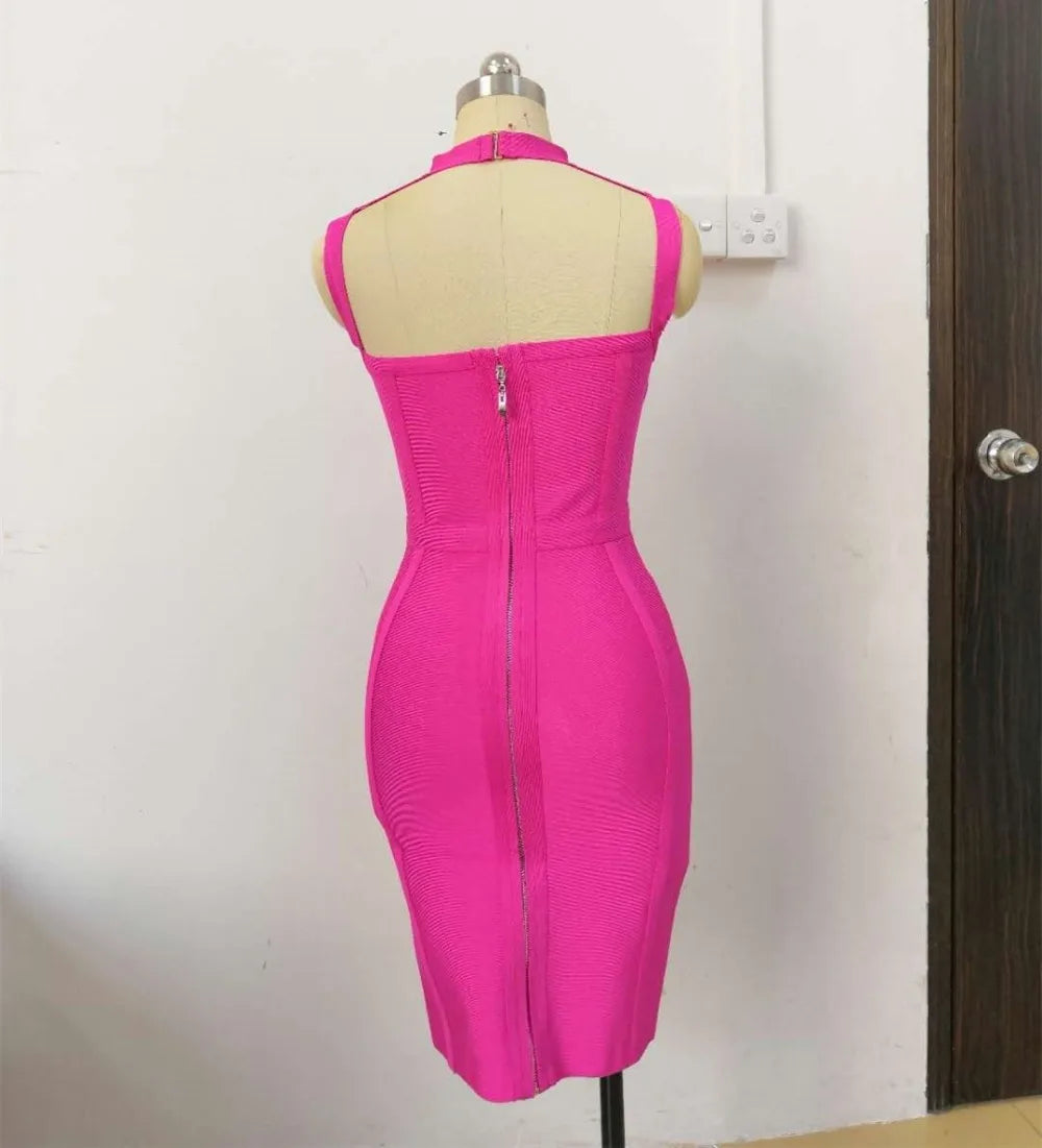 Neu eingetroffen Sommerstil sexy Cut-Out-Kleid mit Knöpfen und elastischem Verband, Designer-Abendpartykleid für Prominente 2022, Vestidos