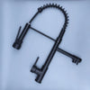 DQOK Black Brushed Spring Pull Down Kitchen Sink Faucet Hot & Cold Water Mixer Crane Tap with Dual Spout Deck Mounted
