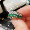 Huitan Fashion Eternity Promise Rings Women Colorful Cubic Zircon Stylish Female Accessories for Party Daily Wear Luxury Jewelry