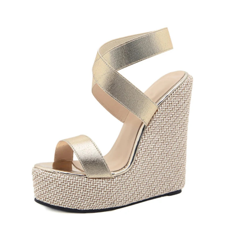 Eilyken Super High Peep Toe Gladiatoren-Wedges Sandalen Damen Bedeckte Ferse Plateau Mode Sommerschuhe Größe 35-42