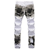 2023 New  Casual Mens Cotton Jeans Elastic Slim Skinny White Camouflage Printing Jeans Male Thin Denim Pants Vaqueros Hombre