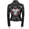 SX Occident Fashion women Club hot style Stud slim fit jacket shoulder rivets zip stitching short PU leather rock coat