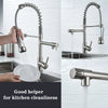 DQOK Black Brushed Spring Pull Down Kitchen Sink Faucet Hot & Cold Water Mixer Crane Tap with Dual Spout Deck Mounted