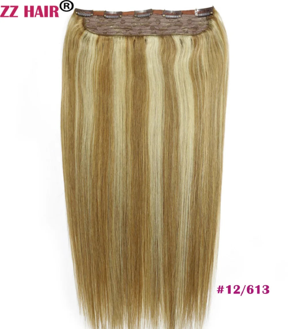 ZZHAIR 100% Brazilian Human Remy Hair Extensions 16"-26" 1Pcs Set 100g-200g One Piece 5 Clips In Natural Straight