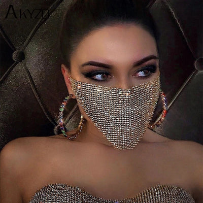 2024 NEU Kristall-Maskerade-Gesichtsschmuck Damen Party-Accessoires Mode Fischernetz Metall Strass Pailletten Schleier Körperschmuck