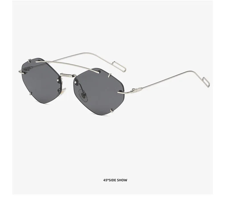 Randlose Diamant-Sonnenbrille Quadratisch Damen Herren Retro-Sonnenbrille Designerbrille UV400 Shades Oculos Weibliche Gafas