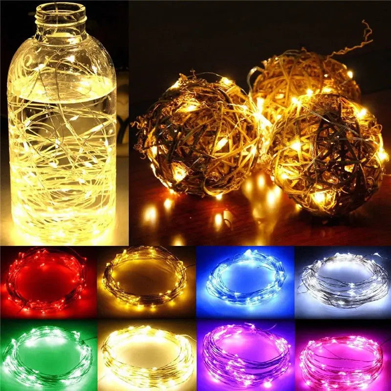 1M 2M 3M 5M 10M Kupferdraht LED Lichterketten Festbeleuchtung Lichterkette für Weihnachtsbaum Hochzeitsfeier Dekoration